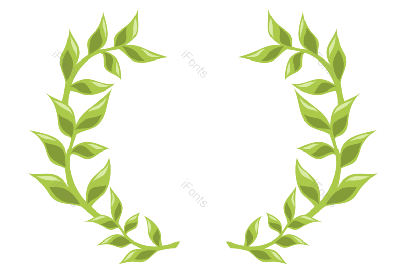 花环图片,水彩质感元素,绿叶PNG,花草免抠素材